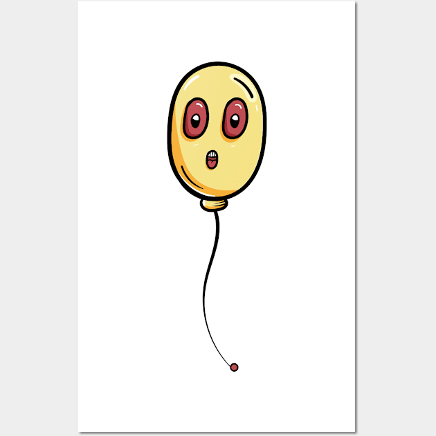 Ghost balloon cartoon face Wall Art by Dzulhan